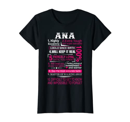 Diez hechos sobre el nombre de las mujeres es Ana Gift Primer nombre Camiseta